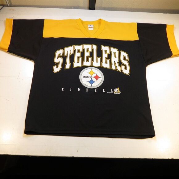 PITTSBURGH STEELERS THROWBACK 90's VINTAGE NFL FOOTBALL JERSEY Mens L RIDDELL - Picture 1 of 5